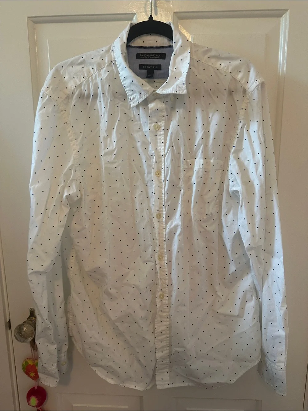 Banana Republic White Dot-Print Button-Down Shirt